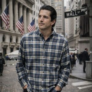 Wolverines Men’s Large NWOT Button Down Flannel Shirt Blue